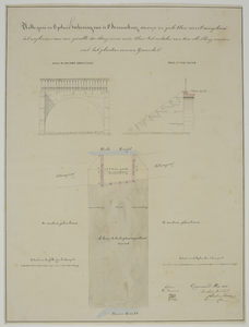214391 Plattegrond en opstand van de St. Servaasbrug over de Stadsbuitengracht te Utrecht; met het ontwerp voor de ...